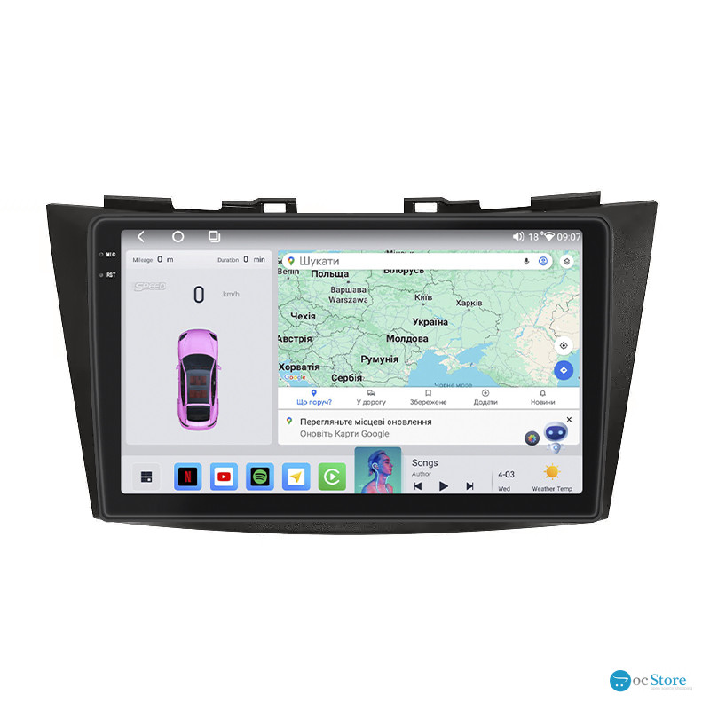 Штатная магнитола Lesko для Suzuki Swift IV Рестайлинг 2013-2017 экран 9" 4/64 QLED CarPlay 4G Wi-Fi GPS 360 Prime