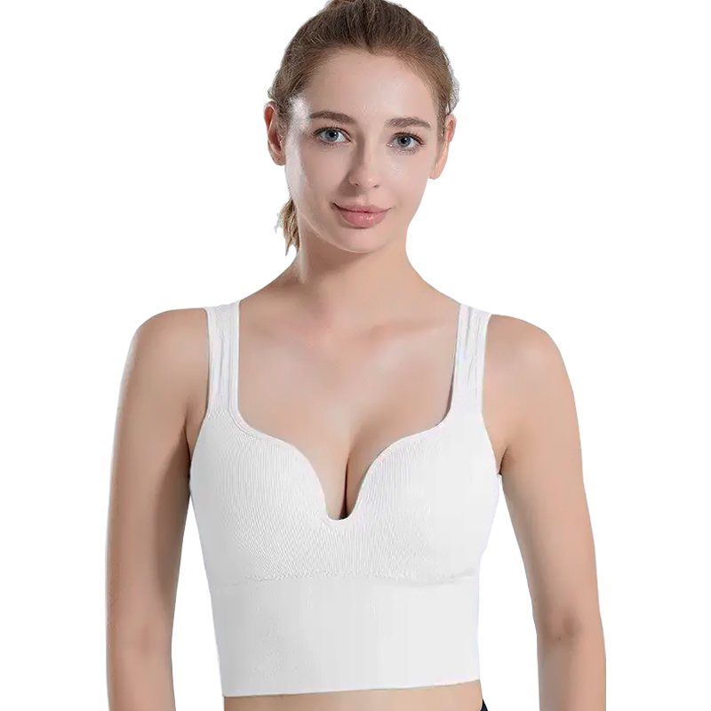 Женский 3D топ 2765# с моделирующим эфектом пушап с глубоким декольте удлиненный Белый M