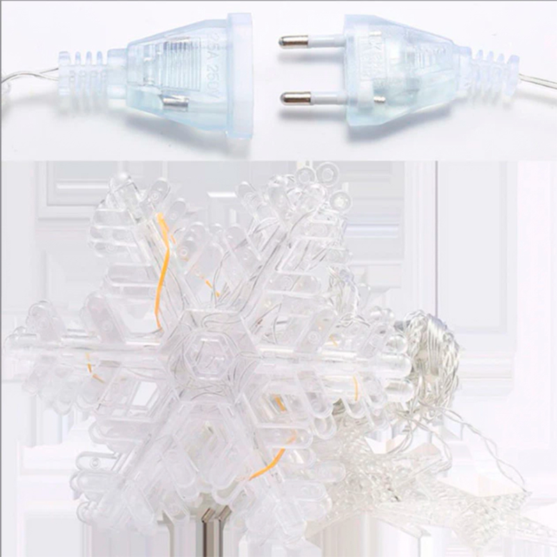 Новогодняя светодиодная гирлянда штора 3*1 метр Снежинка и звезда Теплый свет