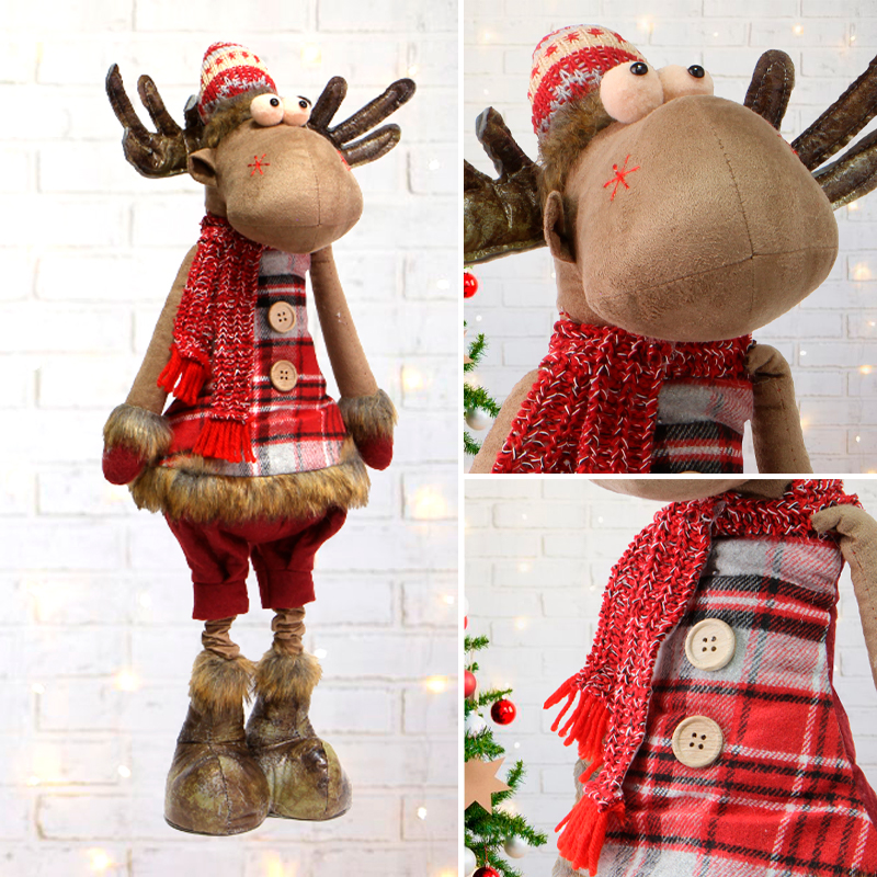 Новогодняя фигурка под елку YF201897A  новогодний олень 68 см рождественская мягкая игрушка Red