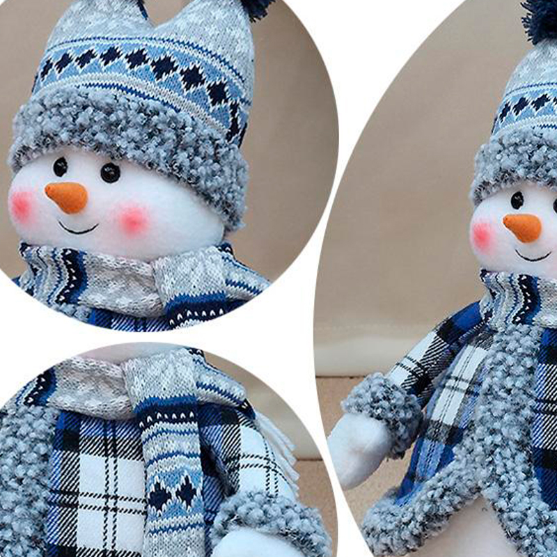 Новогодняя фигурка под елку YH239907B Снеговик 40 см рождественская мягкая игрушка Blue