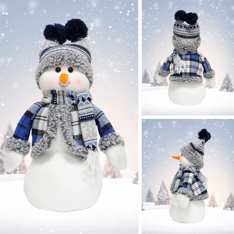 Новогодняя фигурка под елку YH239907B Снеговик 40 см рождественская мягкая игрушка Blue