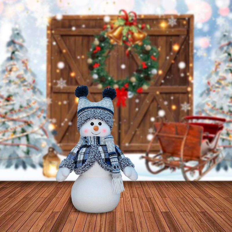 Новогодняя фигурка под елку YH239907B Снеговик 40 см рождественская мягкая игрушка Blue