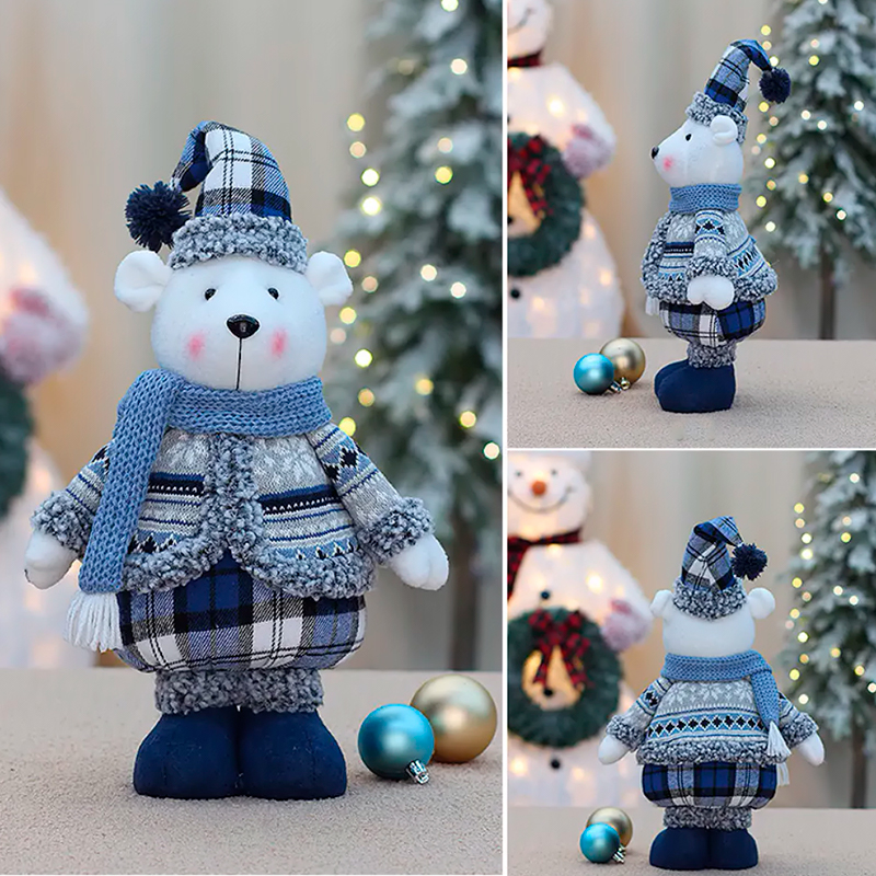 Новогодняя фигурка под елку YH239913 Мишка 48 см рождественская мягкая игрушка Blue