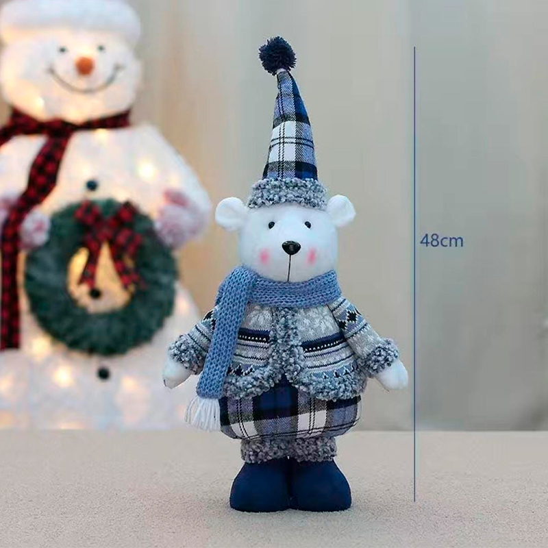 Новогодняя фигурка под елку YH239913 Мишка 48 см рождественская мягкая игрушка Blue