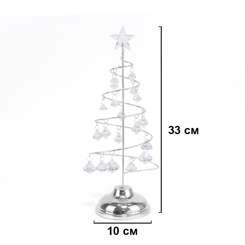 Настольная лампа-ночник SDS001 Хрустальная ёлочка от батареек декоративный светильник новогодний Холодный свет