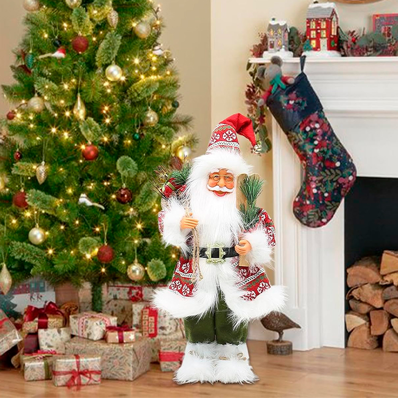 Новогодняя фигурка под елку D-303332 Санта Клаус 30 см рождественская мягкая игрушка Red