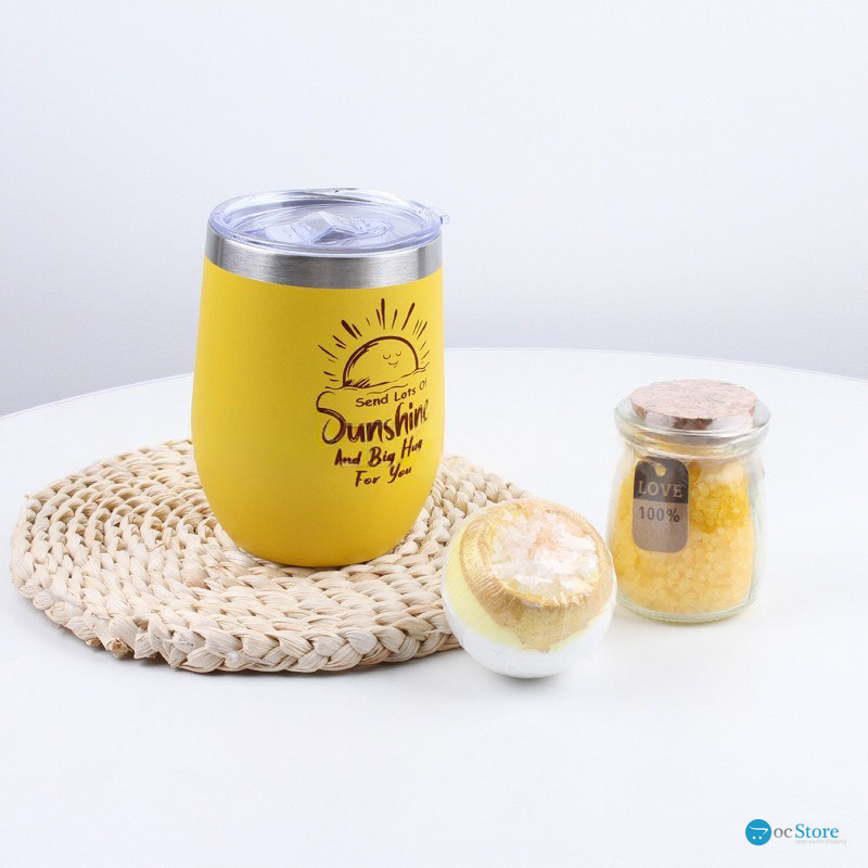Подарочный Spa Box Sunshine из 7 предметов термостакан алмазное мыло бомбочка для ванны соль для ванны ароматическая свеча носки Yellow