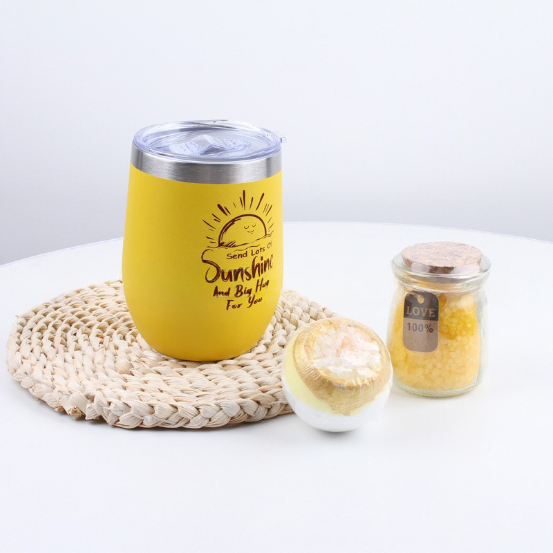 Подарочный Spa Box Sunshine из 7 предметов термостакан алмазное мыло бомбочка для ванны соль для ванны ароматическая свеча носки Yellow