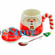 Рождественская чашка "Merry Christmass" Санта JJX001 кружка в форме Санты с ложечкой в подарочной упаковке Red