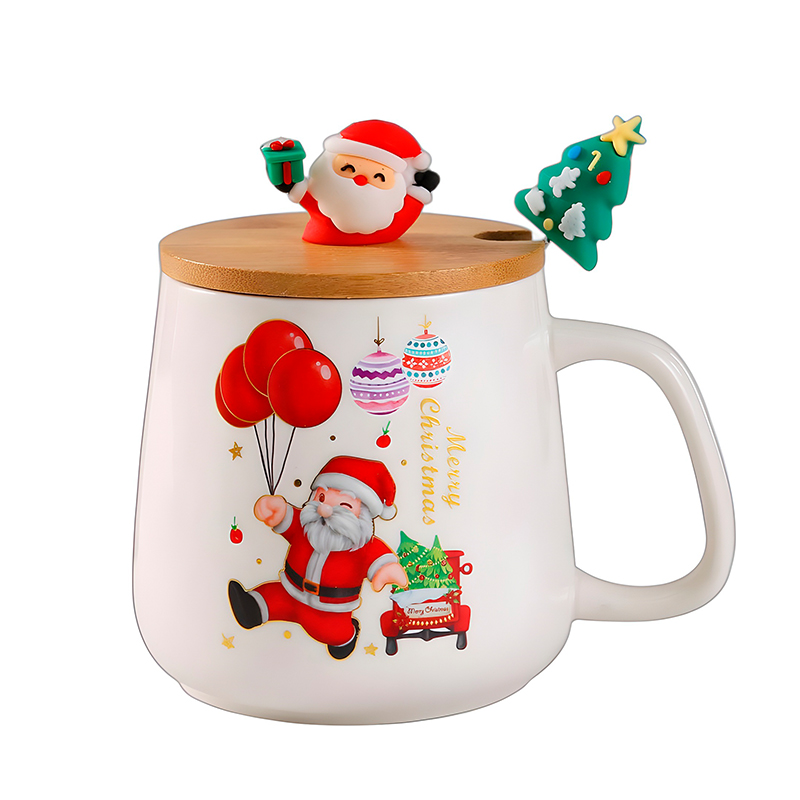 Рождественская чашка "Merry Christmass" Санта JJX003 кружка с ложечкой новогодняя в подарочной упаковке