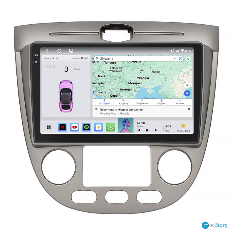 Штатная магнитола Lesko для Chevrolet Nubira Auto AC 2003-2010 экран 9" 4/64 QLED CarPlay 4G Wi-Fi GPS 360 Prime