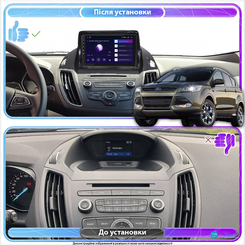 Штатная магнитола Lesko для Ford Escape III 2012-2015 экран 9" 1/16Gb Wi-Fi GPS Base