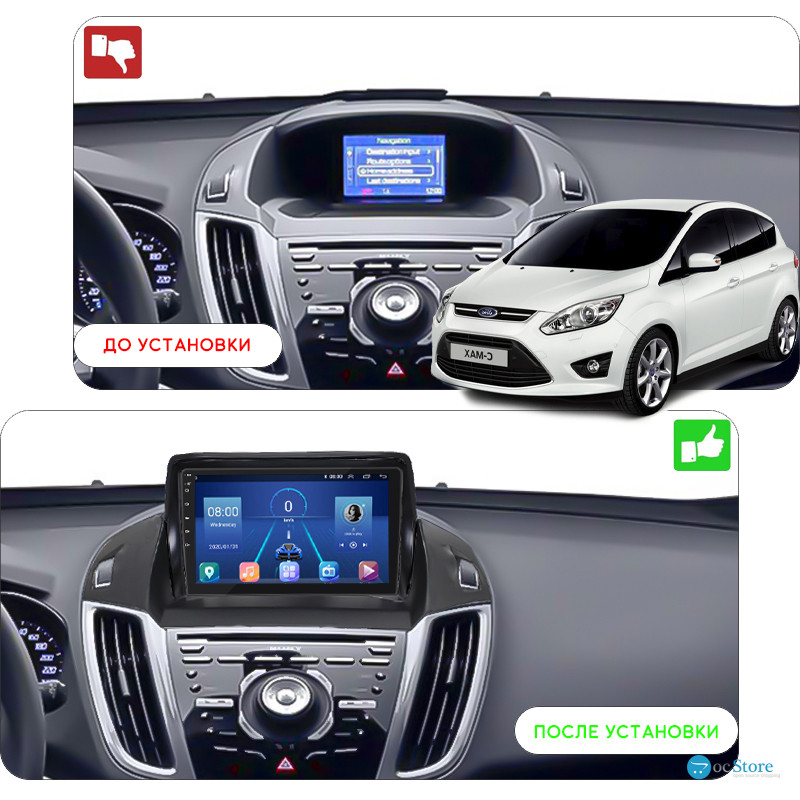 Штатная магнитола Lesko для Ford Escape III Рестайлинг 2015-2019 экран 9" 2/32Gb Wi-Fi GPS Base