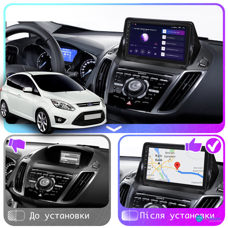 Штатная магнитола Lesko для Ford Escape III Рестайлинг 2015-2019 экран 9" 4/64Gb CarPlay 4G Wi-Fi GPS Prime
