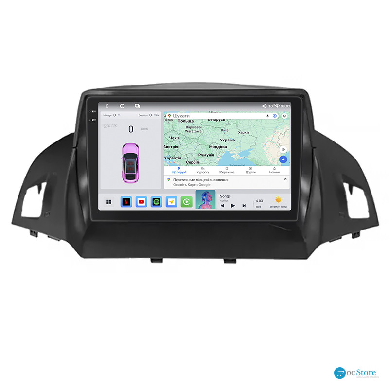 Штатная магнитола Lesko для Ford Kuga II 2012-2016 экран 9" 4/64 QLED CarPlay 4G Wi-Fi GPS 360 Prime