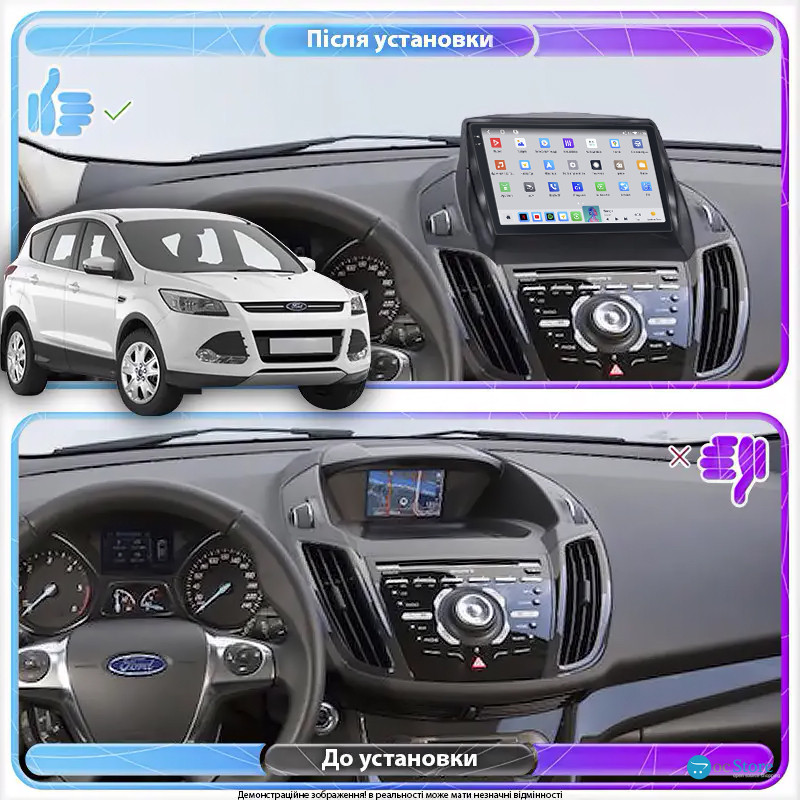 Штатная магнитола Lesko для Ford Kuga II 2012-2016 экран 9" 4/64 QLED CarPlay 4G Wi-Fi GPS 360 Prime