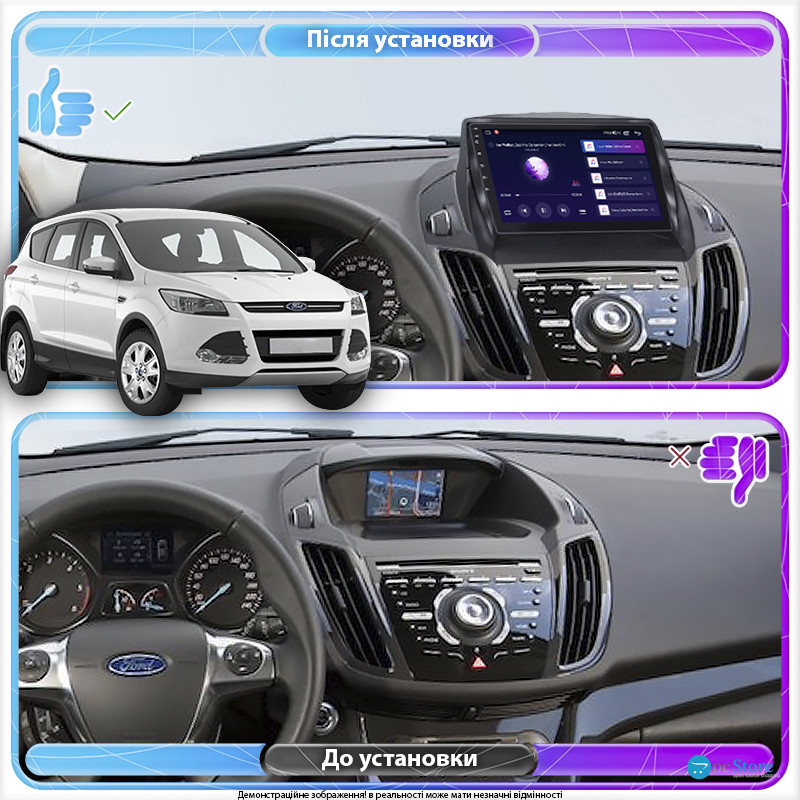 Штатная магнитола Lesko для Ford Kuga II 2012-2016 экран 9" 2/32Gb 4G Wi-Fi GPS Top