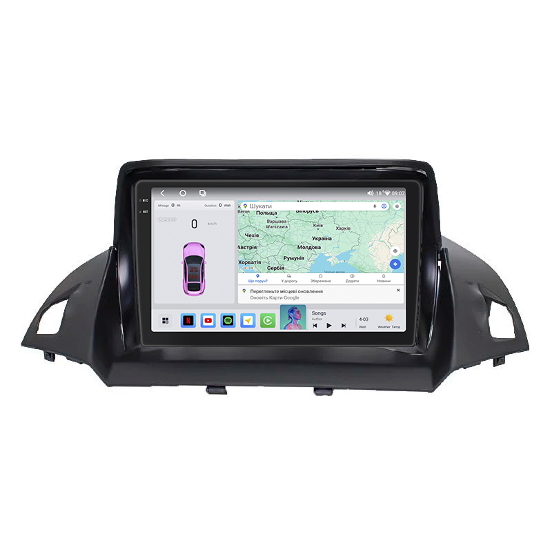 Штатная магнитола Lesko для Ford Kuga II Рестайлинг 2016-2019 экран 9" 4/64 QLED CarPlay 4G Wi-Fi GPS 360 Prime