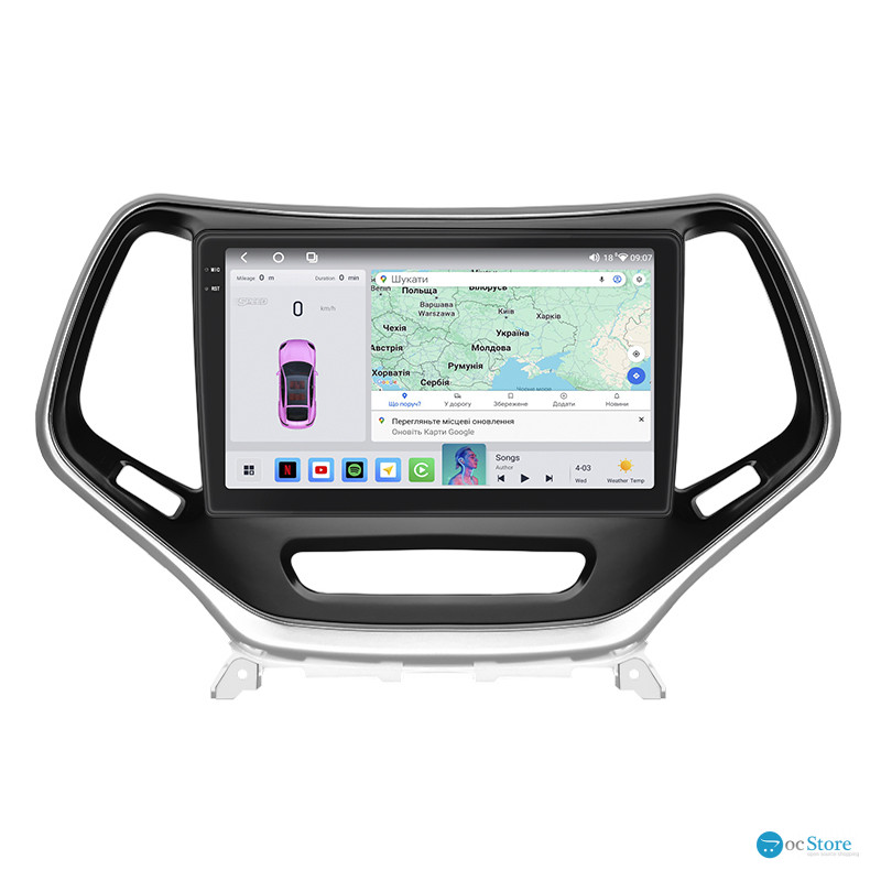 Штатная магнитола Lesko для Jeep Cherokee V (KL) 2013-2018 экран 10" 4/64 QLED CarPlay 4G Wi-Fi GPS 360 Prime