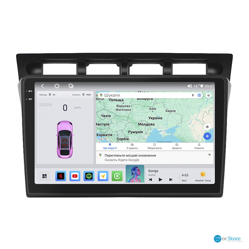Штатная магнитола Lesko для Kia Picanto I 2004-2007 экран 9" 4/64 QLED CarPlay 4G Wi-Fi GPS 360 Prime
