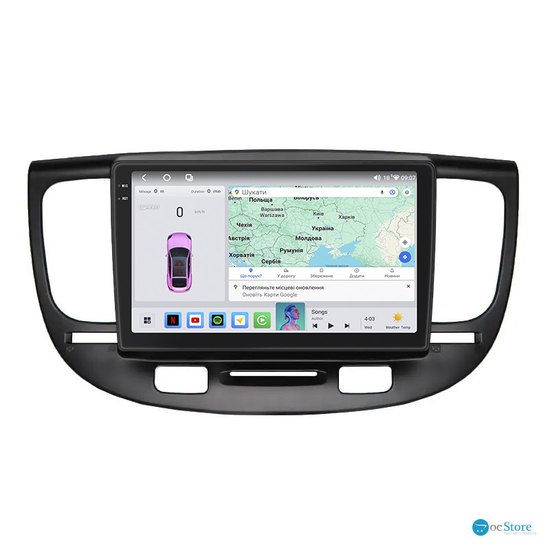 Штатная магнитола Lesko для Kia Rio II Рестайлинг 2009-2011 экран 9" 4/64 QLED CarPlay 4G Wi-Fi GPS 360 Prime