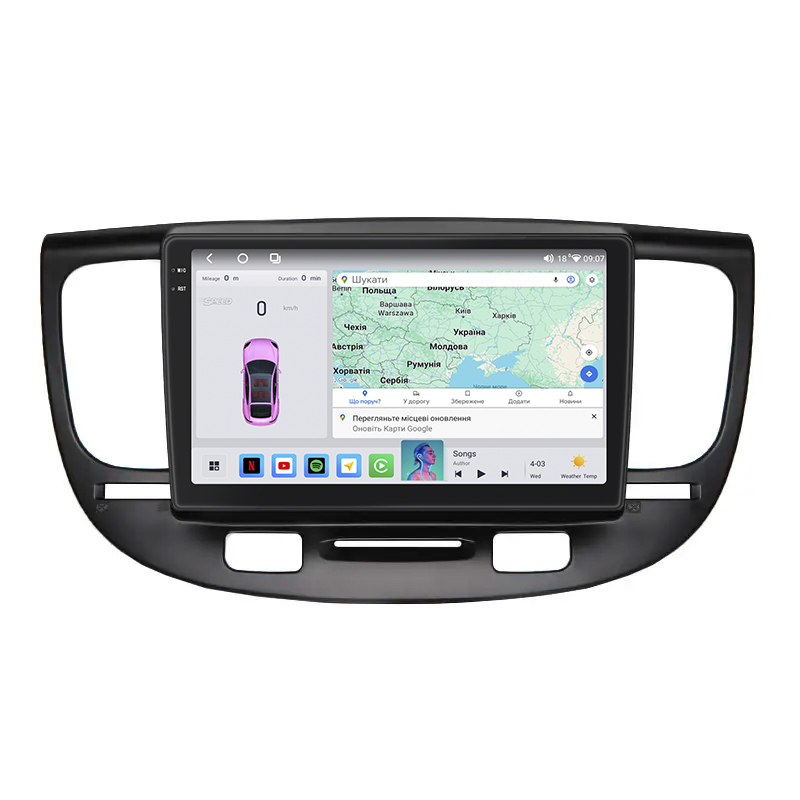 Штатная магнитола Lesko для Kia Rio II Рестайлинг 2009-2011 экран 9" 4/64 QLED CarPlay 4G Wi-Fi GPS 360 Prime