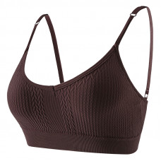 Топ женский в текстуре косичка WX6608# с регулируемыми брителями съемные чашечки Коричневый S