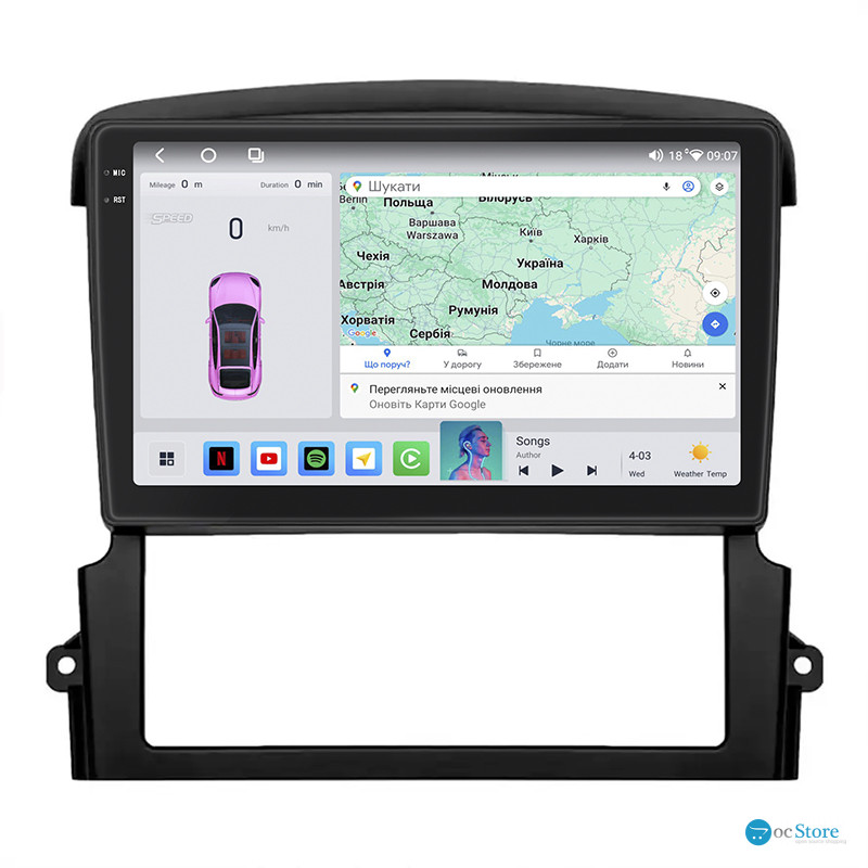 Штатная магнитола Lesko для Kia Sorento I Рестайлинг 2006-2011 экран 9" 4/64 QLED CarPlay 4G Wi-Fi GPS 360 Prime