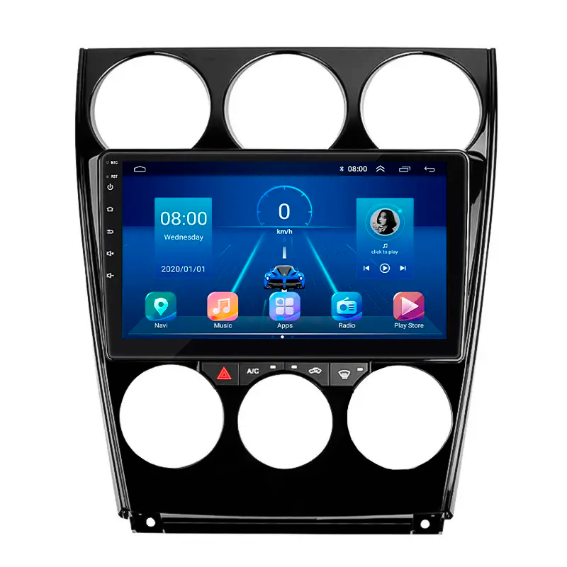 Штатная магнитола Lesko для Mazda 6 I (GG) Рестайлинг 2005-2008 экран 9" 4/64Gb 4G Wi-Fi GPS Top