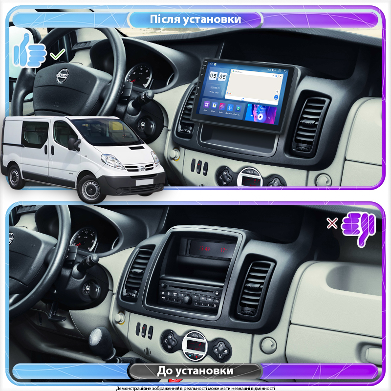 Штатная магнитола Lesko для Nissan Primastar I Рестайлинг 2 2011-2015 экран 10" 4/64Gb 4G Wi-Fi GPS Top