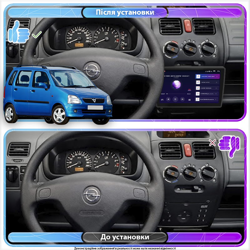 Штатная магнитола Lesko для Opel Agila A 2000-2004 экран 9" 4/64Gb CarPlay 4G Wi-Fi GPS Prime
