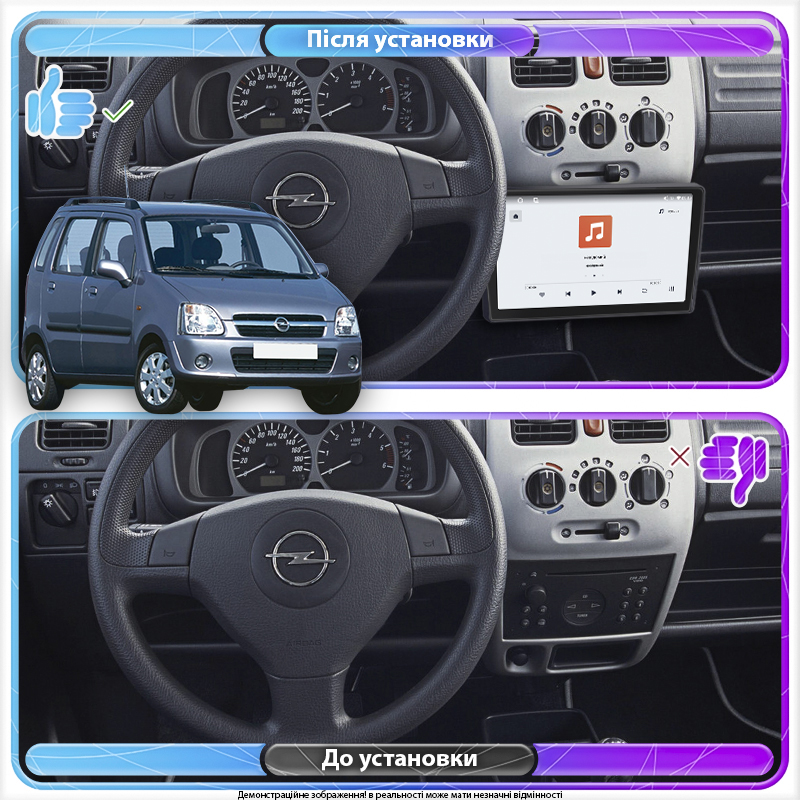 Штатная магнитола Lesko для Opel Agila A Рестайлинг 2004-2007 экран 9" 4/64 QLED CarPlay 4G Wi-Fi GPS 360 Prime