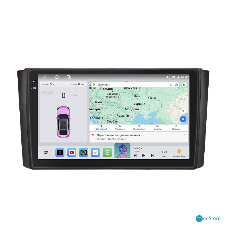 Штатная магнитола Lesko для SsangYong Rexton II 2006-2012 экран 9" 4/64 QLED CarPlay 4G Wi-Fi GPS 360 Prime