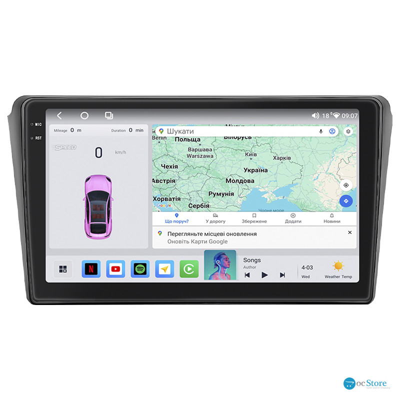 Штатная магнитола Lesko для Toyota Avensis II 2003-2006 экран 9" 4/64 QLED CarPlay 4G Wi-Fi GPS 360 Prime