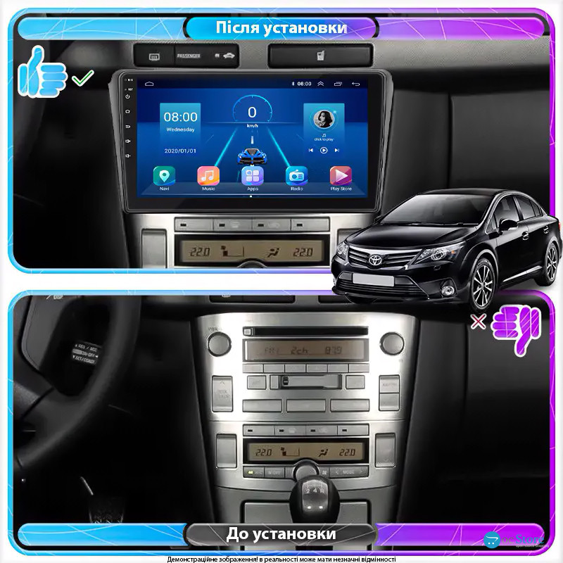 Штатная магнитола Lesko для Toyota Avensis II 2003-2006 экран 9" 4/32Gb 4G Wi-Fi GPS Top