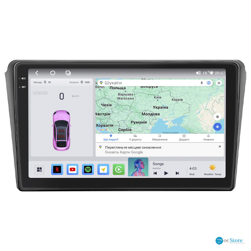 Штатная магнитола Lesko для Toyota Avensis II Рестайлинг 2006-2009 экран 9" 4/64 QLED CarPlay 4G Wi-Fi GPS 360 Prime