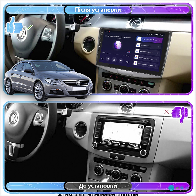 Штатная магнитола Lesko для Volkswagen Passat CC I 2008-2012 экран 10" 4/32Gb 4G Wi-Fi GPS Top