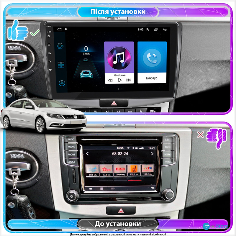 Штатная магнитола Lesko для Volkswagen Passat CC I Рестайлинг 2012-2017 экран 10" 1/16Gb Wi-Fi GPS Base