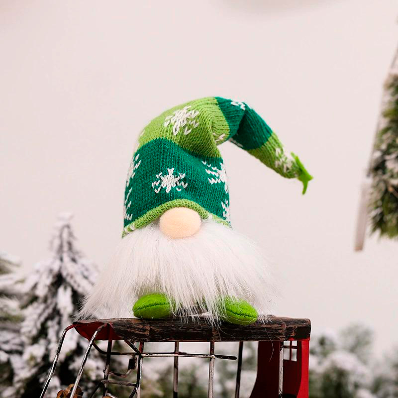 Новогодний Гном N2 для праздничного декора с Led подсветкой 20 см Green