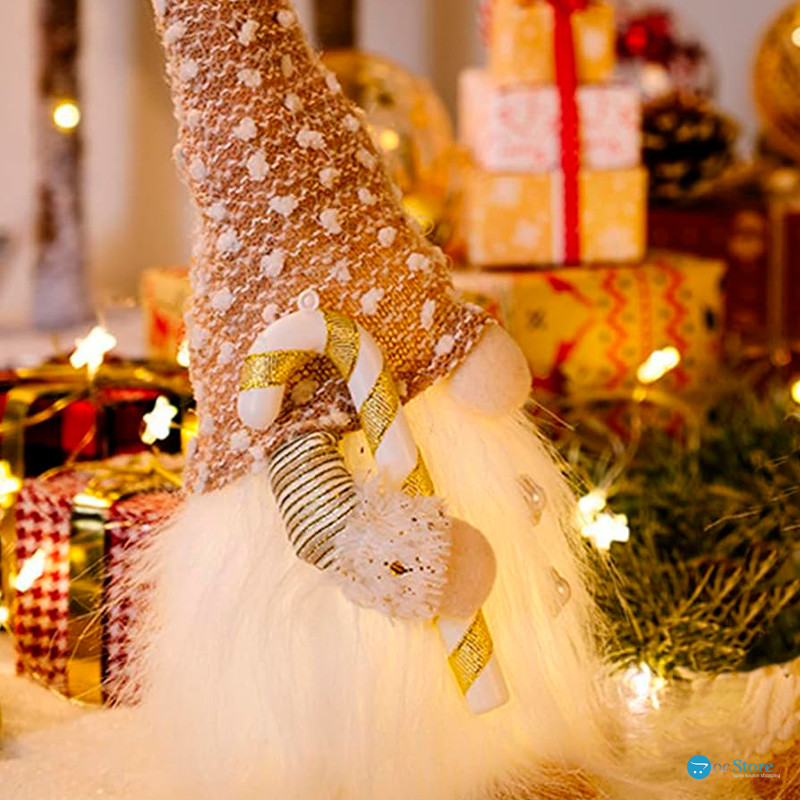 Новогодняя игрушка Рождественский Гном светящийся А9-9 30*10 Beige