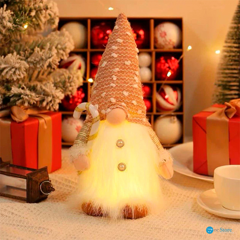 Новогодняя игрушка Рождественский Гном светящийся А9-9 30*10 Beige