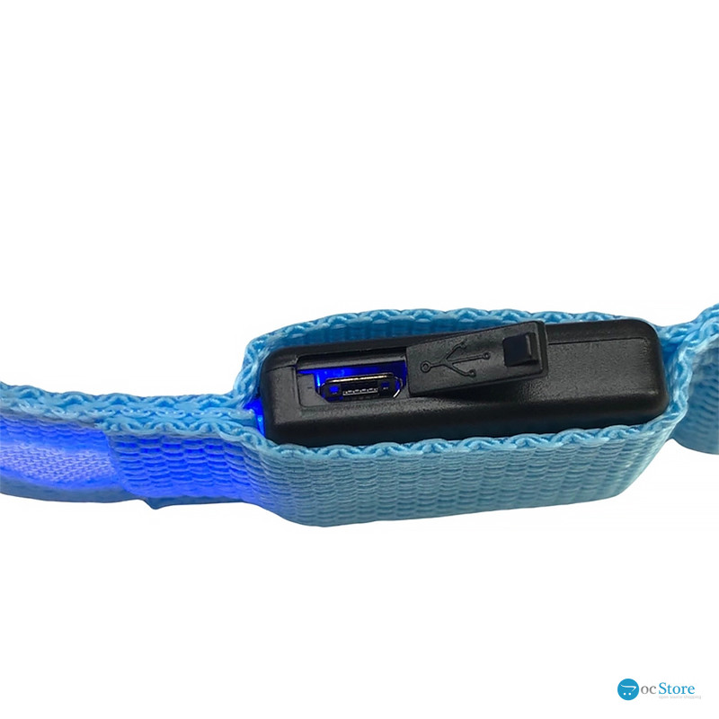 Светодиодный LED ошейник USB светящийся для собак и котов Blue S