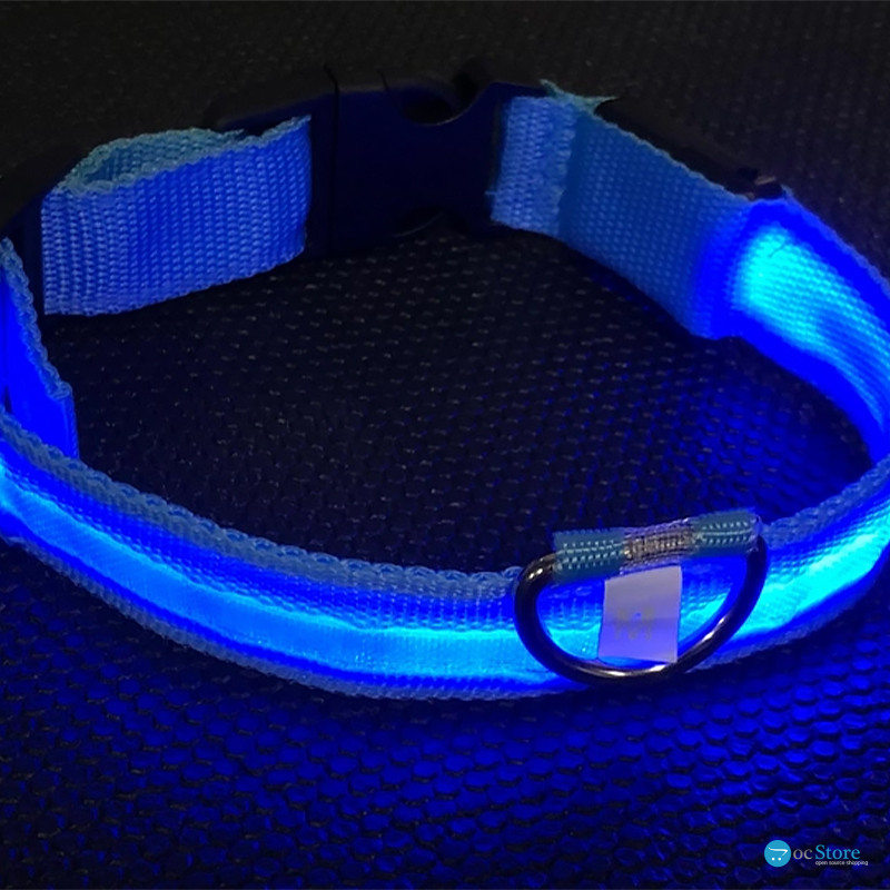 Светодиодный LED ошейник USB светящийся для собак и котов Blue S