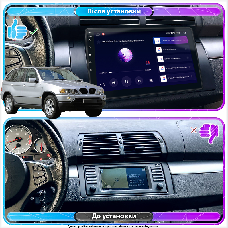 Штатная магнитола Lesko для BMW X5 I (E53) 1999-2003 экран 9" 2/32Gb CarPlay 4G Wi-Fi GPS Prime