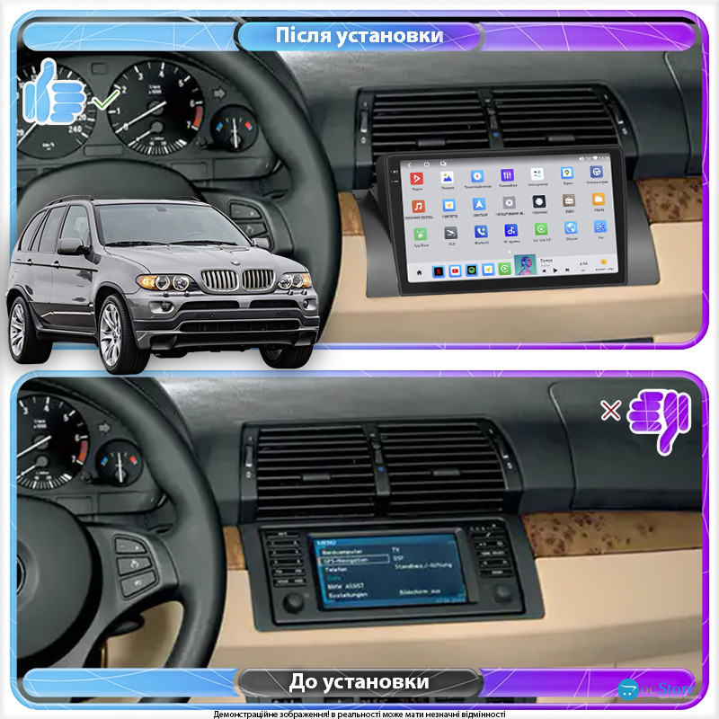 Штатная магнитола Lesko для BMW X5 I (E53) Рестайлинг 2003-2006 экран 9" 4/64 QLED CarPlay 4G Wi-Fi GPS 360 Prime