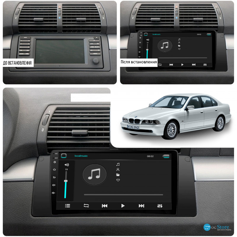 Штатная магнитола Lesko для BMW X5 I (E53) Рестайлинг 2003-2006 экран 9" 4/64Gb 4G Wi-Fi GPS Top