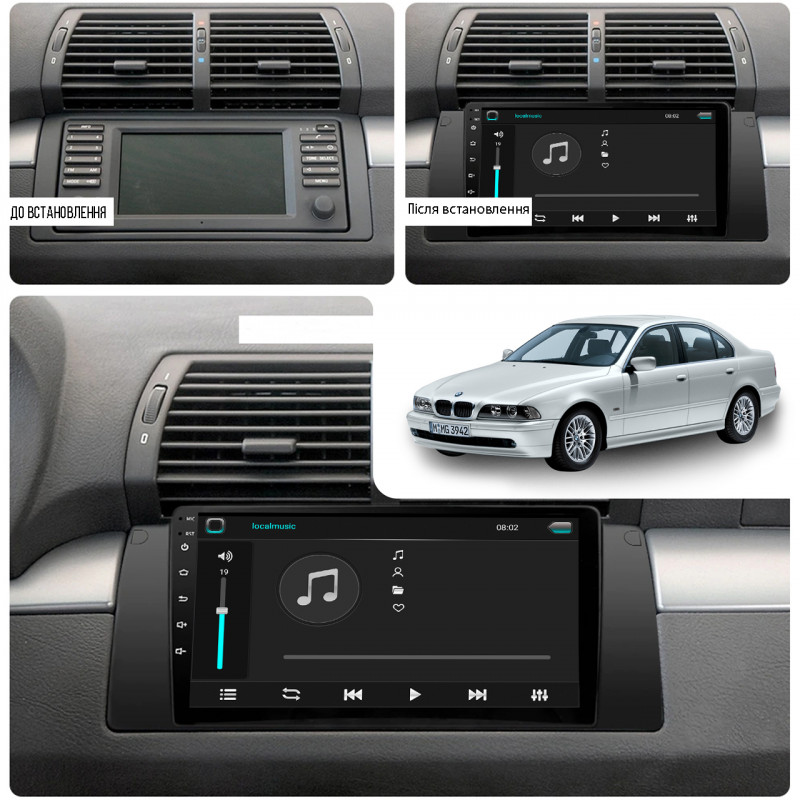 Штатная магнитола Lesko для BMW X5 I (E53) Рестайлинг 2003-2006 экран 9" 6/128Gb 4G Wi-Fi GPS Top