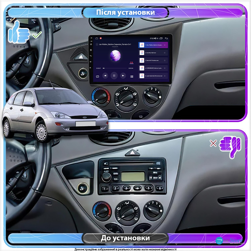Штатная магнитола Lesko для Ford Focus I 1998-2001 экран 9" 1/16Gb Wi-Fi GPS Base