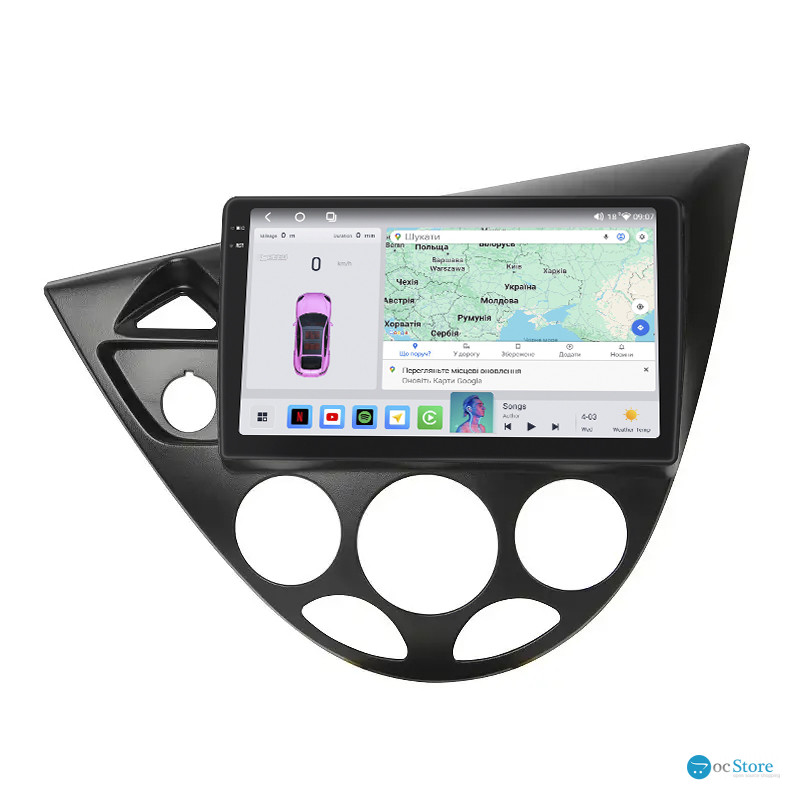Штатная магнитола Lesko для Ford Focus I 1998-2001 экран 9" 4/64 QLED CarPlay 4G Wi-Fi GPS 360 Prime